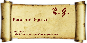 Menczer Gyula névjegykártya